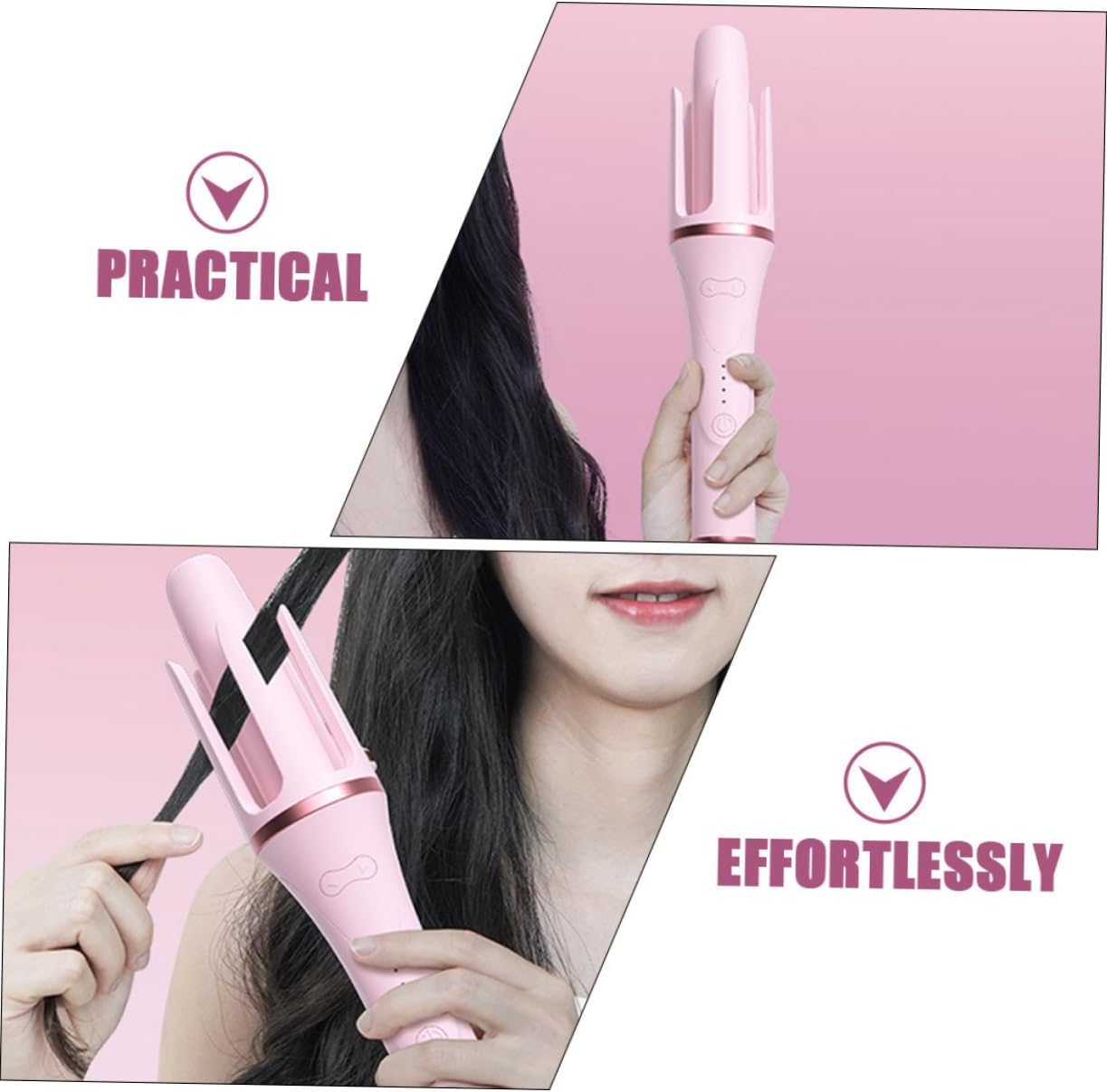 Handheld Auto Hair Curler with Temperature and Portable Electric Curling Iron for Long Hair Heat Protection and Fast Heating US Plug Effortless Styling Tool for Women