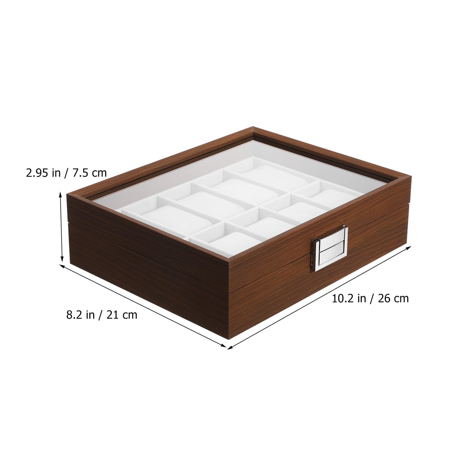 Caja organizadora de Almacenamiento para Relojes VILLCASE con Acabado en Madera de Nogal, 10 Compartimentos, con Ventana y Bandeja para Accesorios de Relojes de Hombre.