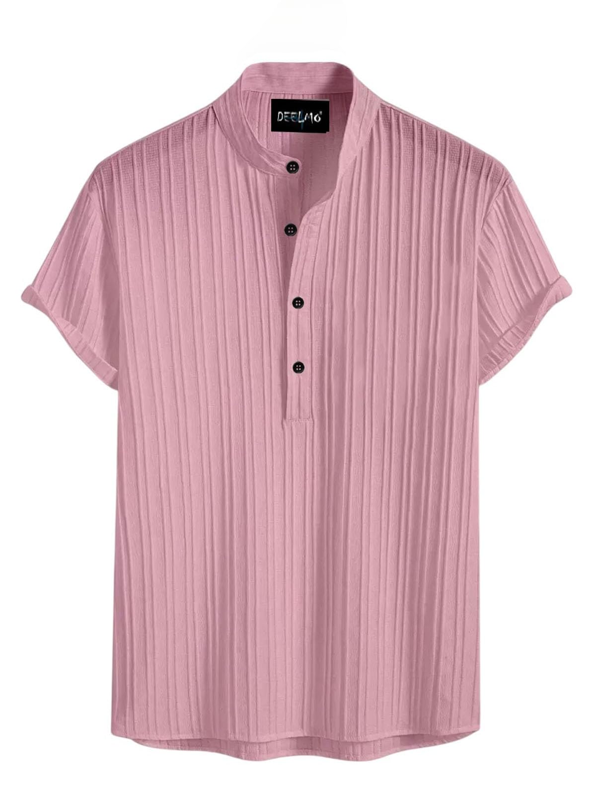 deelmo Men's Polyster Kurta with Mandarin Collar, Half Placket Buttons, Front Pocket | Half Sleeves | Soft & Breathable Fabric-picture-25