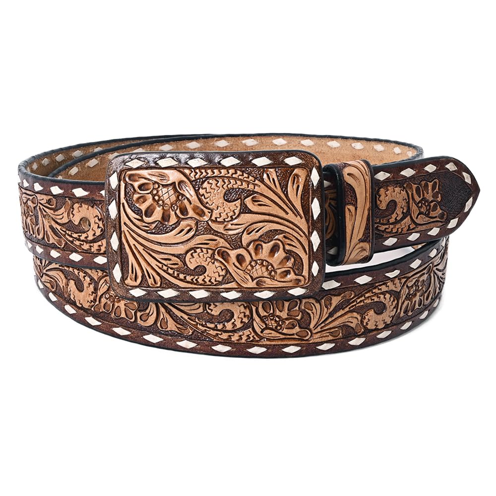 American Darling Beautifully Hand Tooled Brown Genuine American Leather Belt Men and Women Western Belt with Removable Buckle
