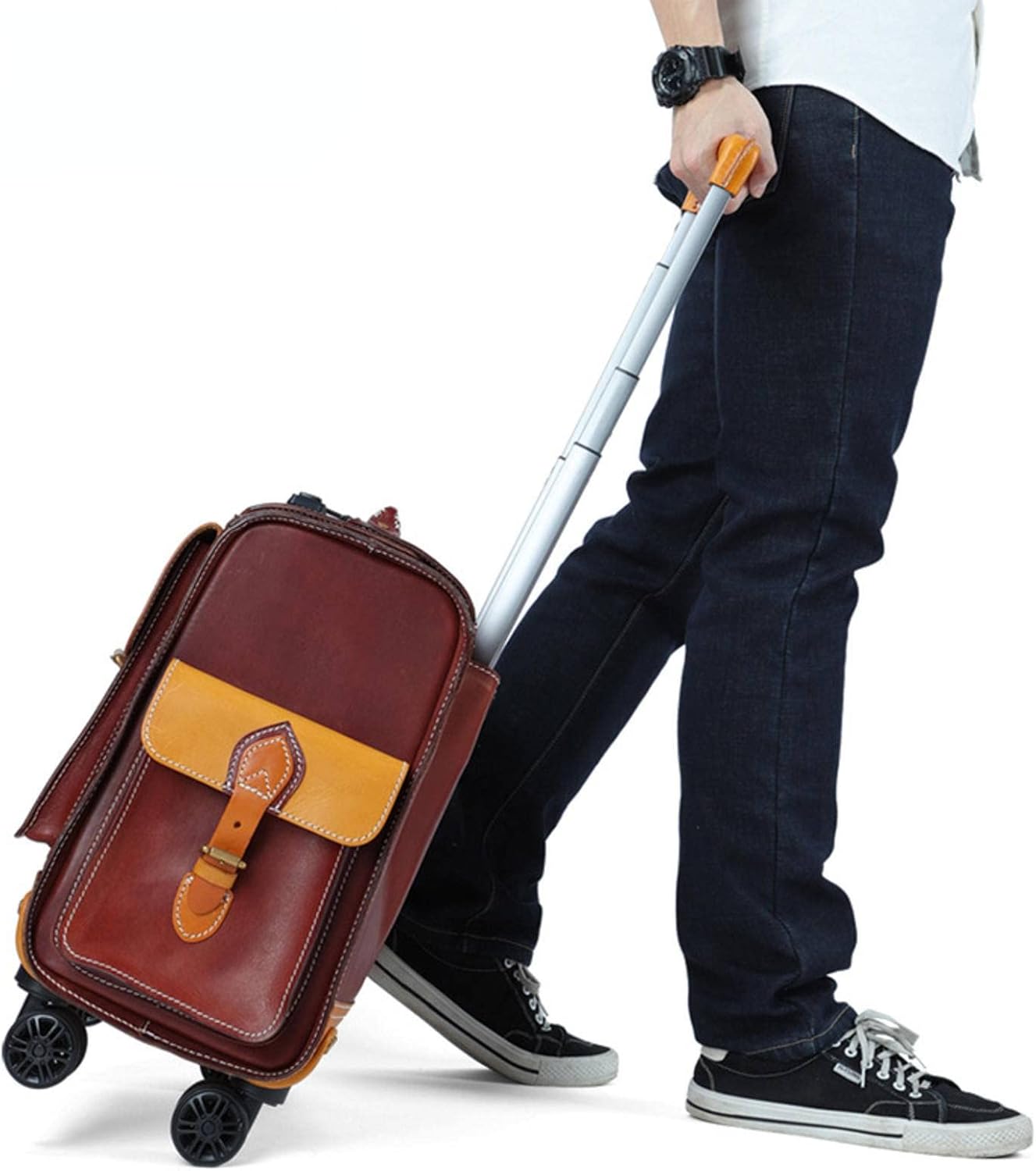 review KBREE Mute Universal Wheel Password Lock Luggage 23-inch Large Capacity Business Boarding Luggage Leather Suitcase