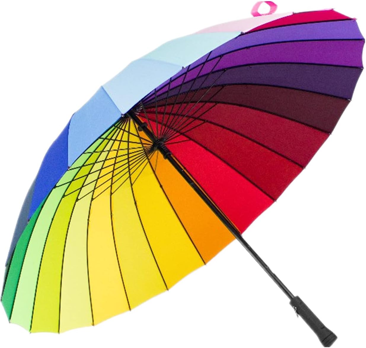 45 Inch Large Umbrellas for Rain, Windproof Stick Black Umbrella Handle and Sun Protection 24 Ribs