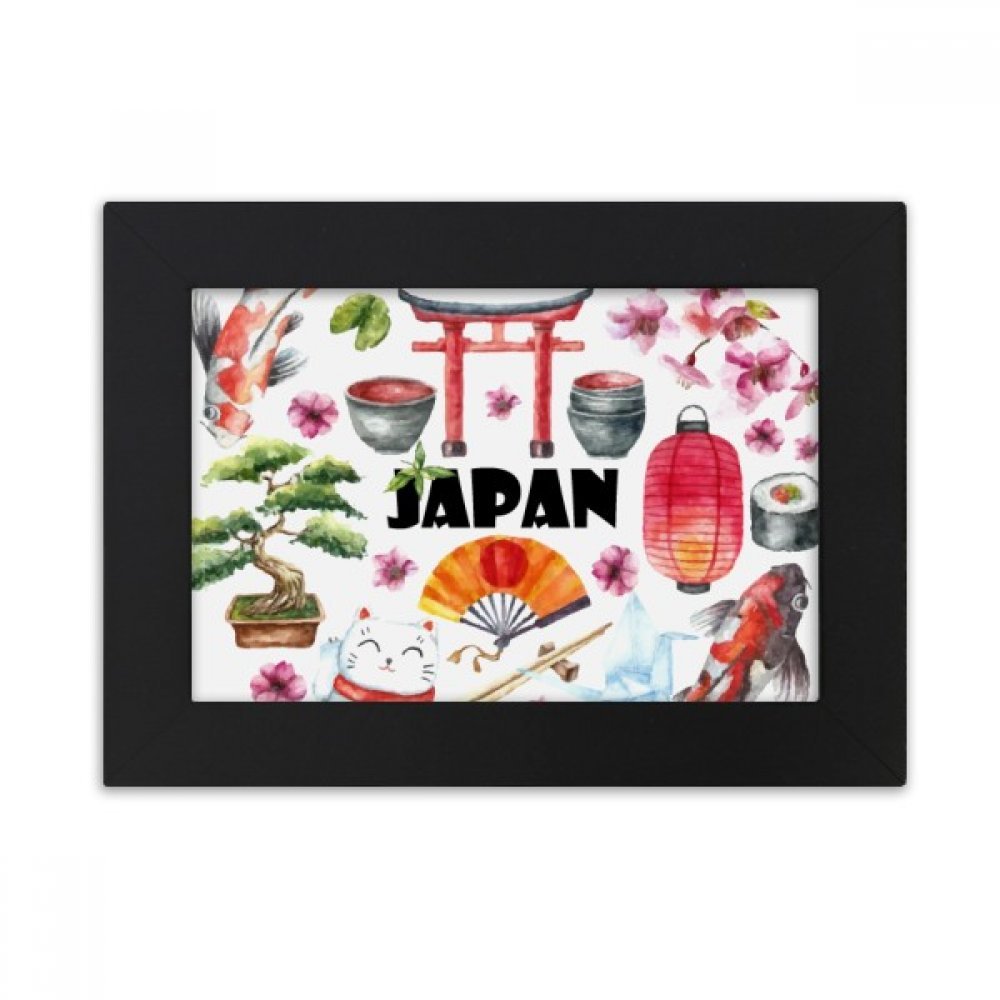 Cadre photo noir style japonais aquarelle pour d&eacute;coration de bureau