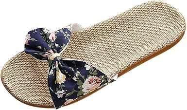 Amazon.com: Sandalias para mujer, cómodas, unisex, de lino, para verano,  playa, antideslizantes, para interiores, bohemias, con lazo, para casa :  Ropa, Zapatos y Joyería