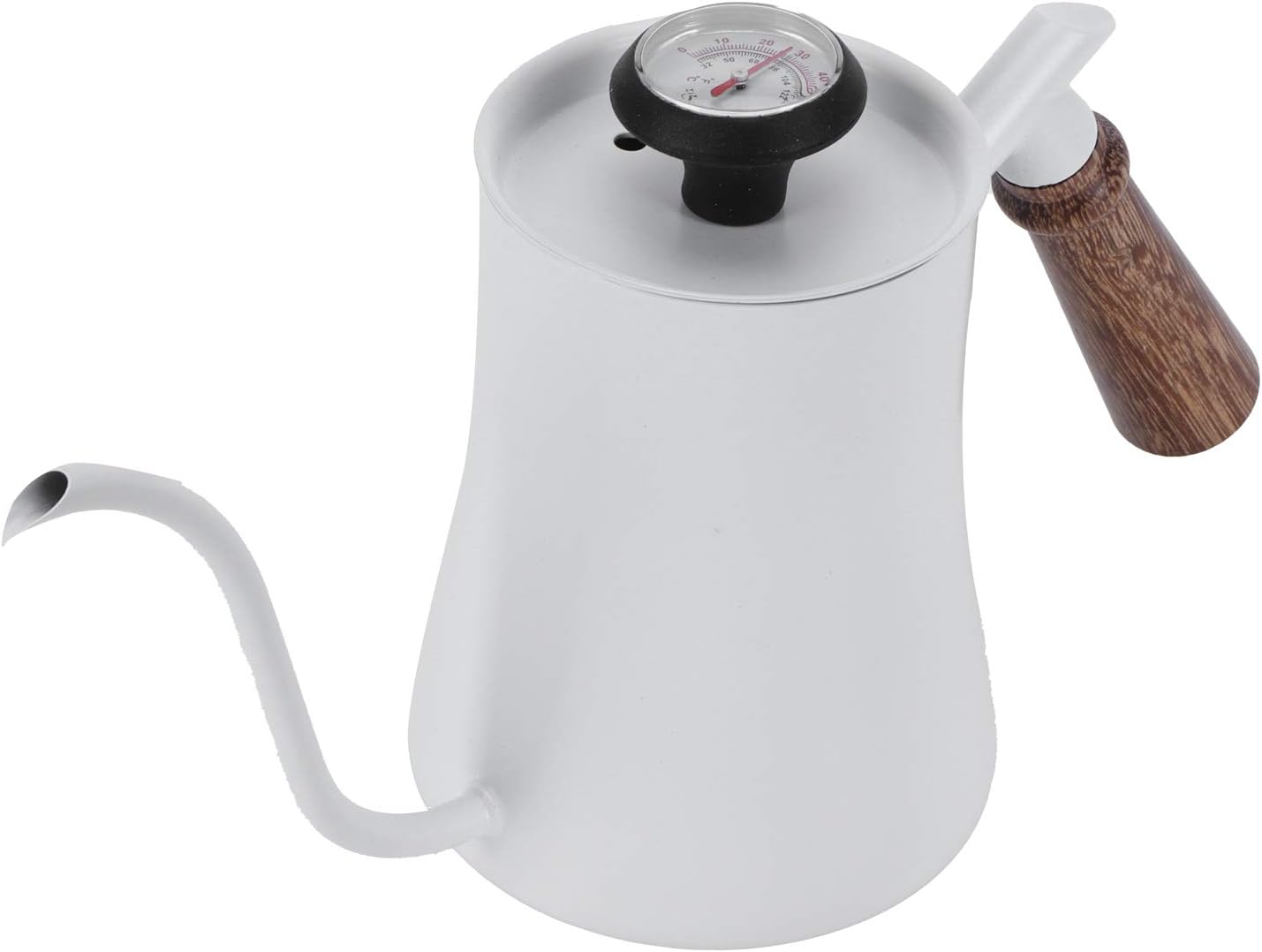 650ml Gooseneck Coffee Kettle Stainless Steel Pour Over Kettle with Thermometer Ergonomic Handle for Precise Brewing Tea Coffee (650ml white)