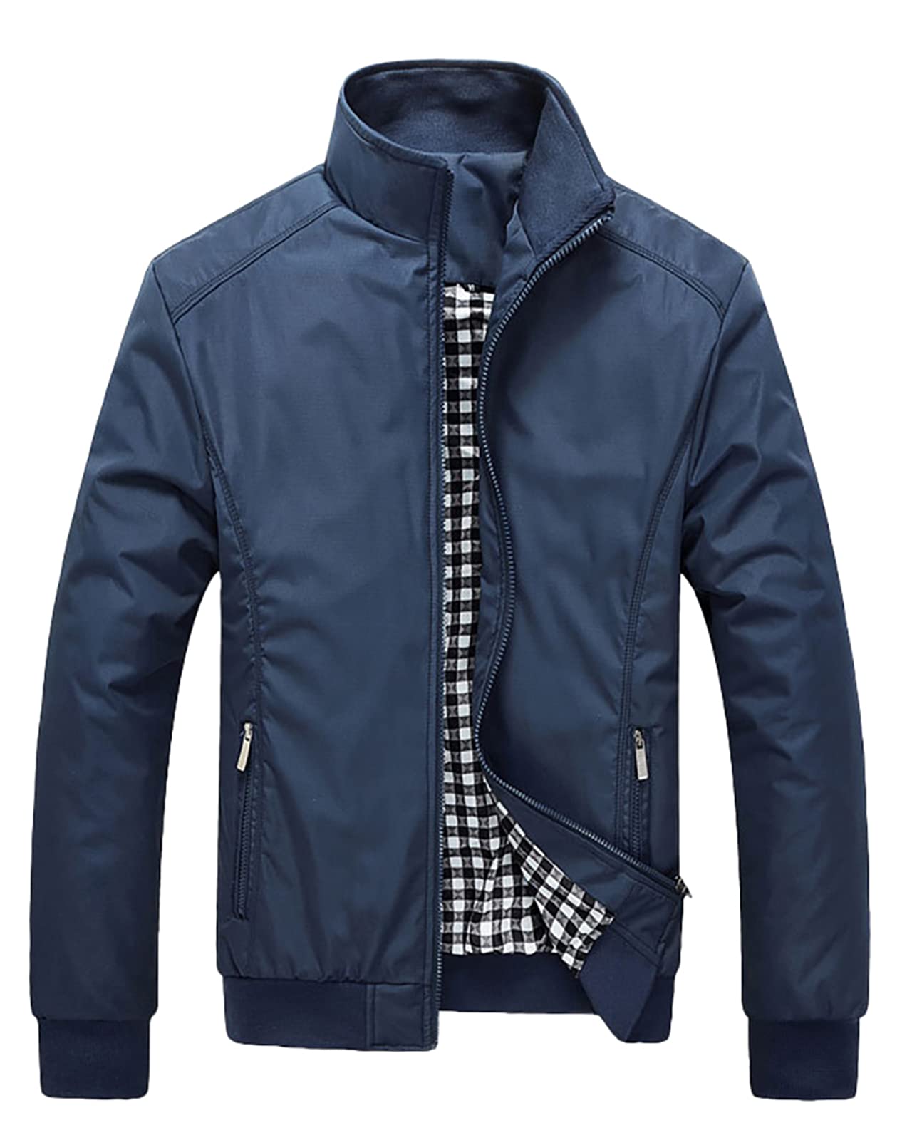 VANVENEMens Summer Zip Bomber Jackets Casual Coat Windbreaker Lightweight Thin Outdoor Top M-3XL