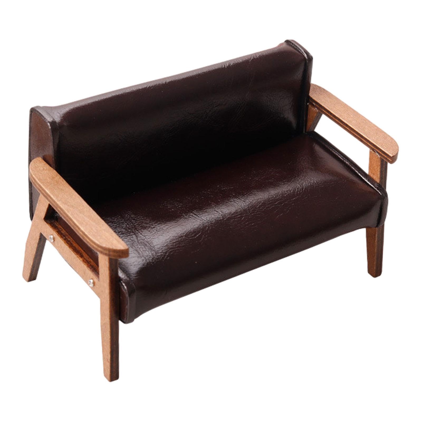 CALANDIS™ Doll House Mini Sofa Dollhouse Decoration for Diorama DIY Projects Dollhouse Dark Brown Big-image-20