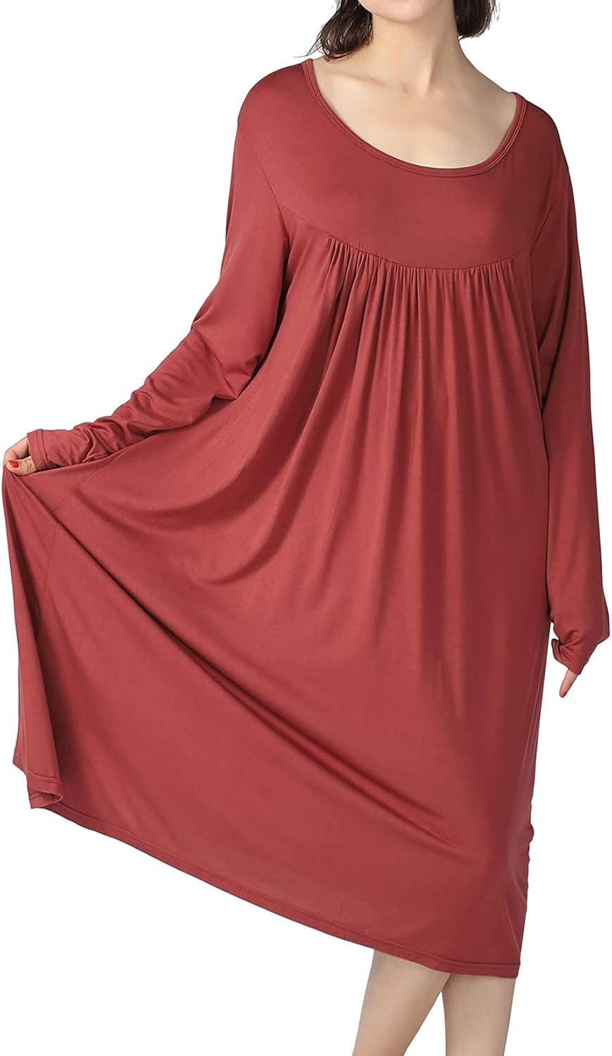 Lu's Chic Women's Plus Size Nightgown Long Sleeve Cotton Sleepwear Pajama Night Dress - Image 3