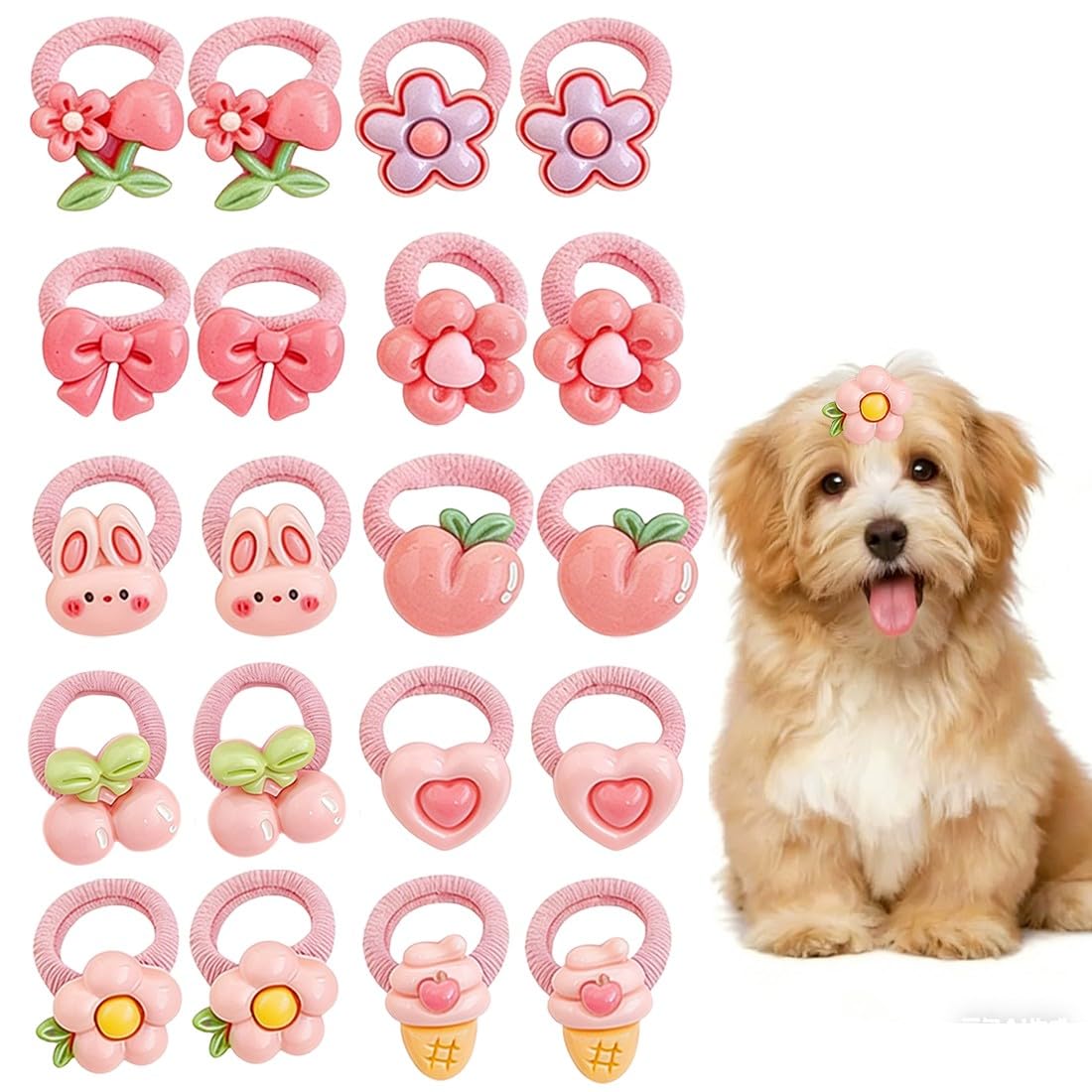 20pcs Petits Nœuds pour Poils de Chien avec Élastiques, Élastiques Nœud pour Chien Plusieurs Styles Dog Bow, Une Utilisation Quotidienne Pendant les Vacances, Accessoires de Toilettage pour animaux