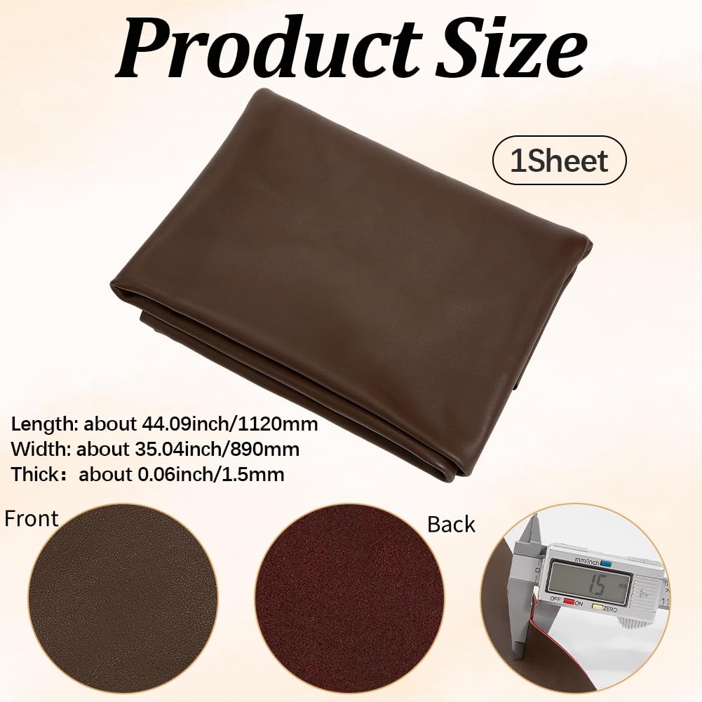 GORGECRAFT 44 x 35 Inch Brown Cow Leather Hides Whole Sheep Skin Whole Full Grain Soft Cowhide Genuine Fabric Upholstery Sheets Pieces for Journal Cover Wallet Jewelry Arts Crafts Bags Clothing