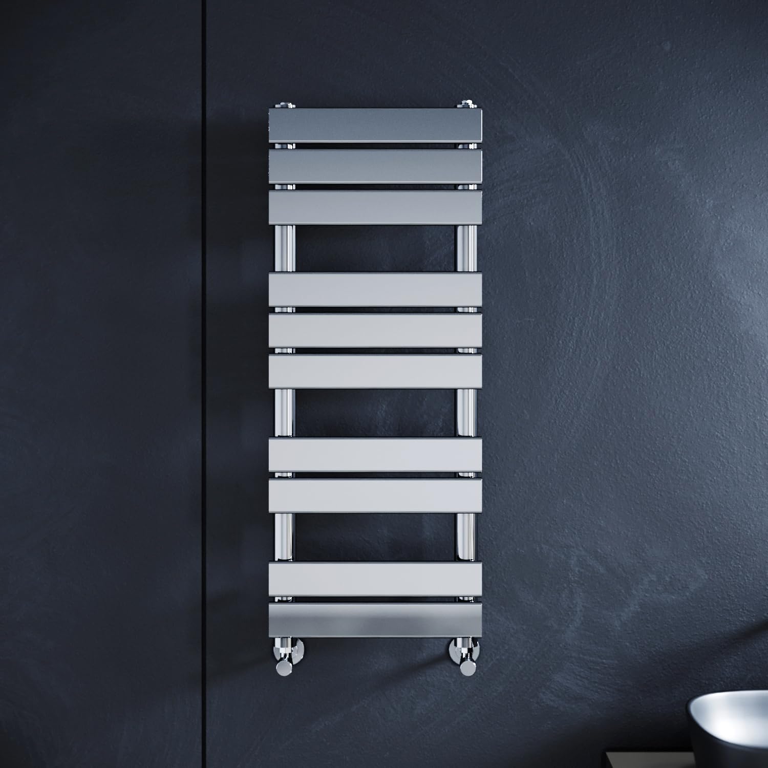 ELEGANT Flat Panel Bathroom Radiator Chrome Heated Towel Rail Ladder Rad 1000x400 mm