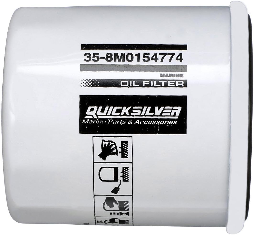 Quicksilver 8M0154774 Oil Filter for Various Marine Engines (Pack of 2)