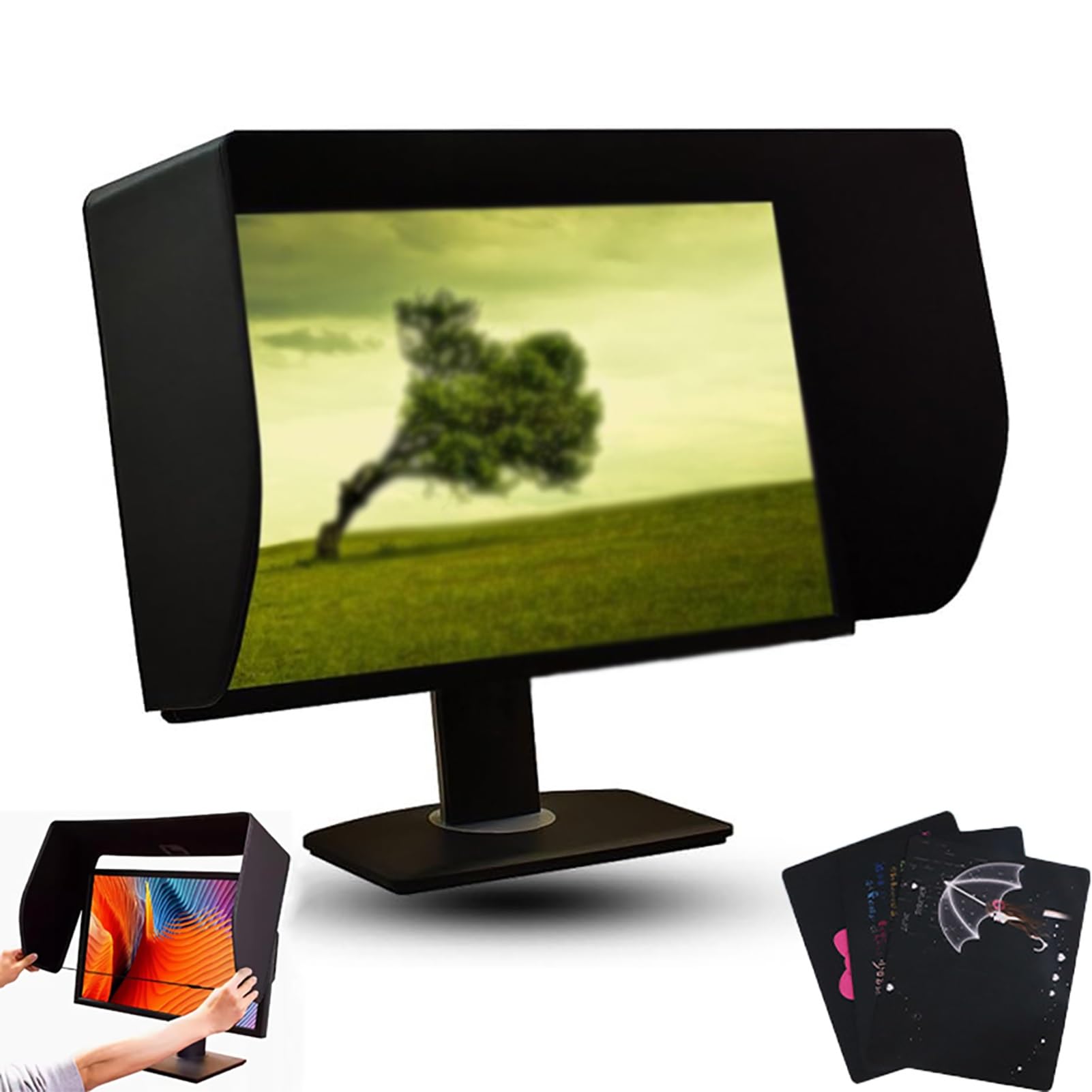 STWBHW Desktop Computer Screen Hood,LCD LED Video Monitor Hood Sunshade Sunhood,Foldable Laptop Sun Shade,That Provides Privacy and Protection, Fits Virtually All 17" To 27" Laptops