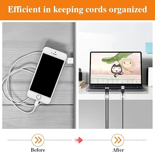 Miniatura 5 de Shintop Clips para cables, paquete de 16 soportes de cable blanco, organizador de cables adhesivos para organizar teléfonos, cargadores, escritorio,