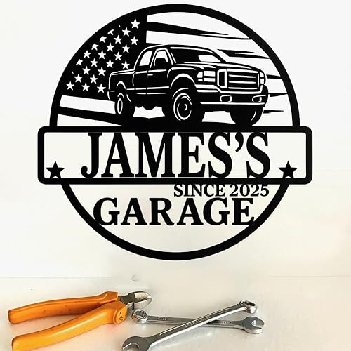 Miniatura 2 de Letrero de metal personalizado con nombre, placa de pared personalizada, letrero de metal para taller de papá, nombre personalizado para hombres,