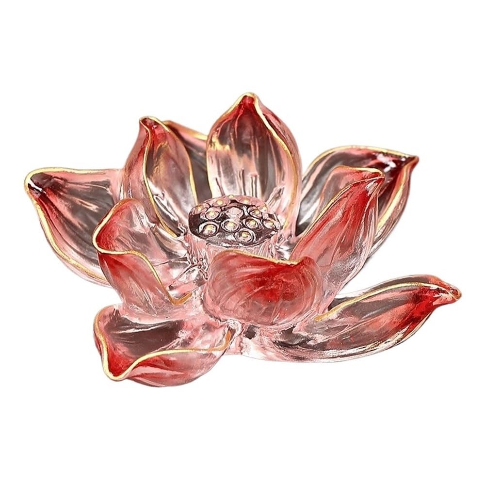 Incense Pot Luxury Glazed Lotus Incense Holder With Plug Hole Creative Decorative Indoor Burner(Red)
