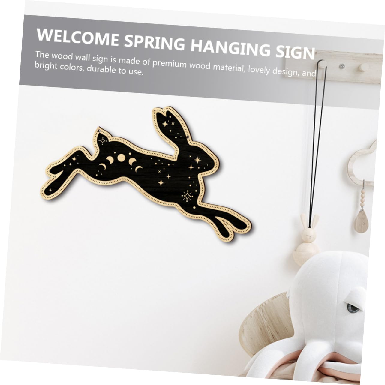 ABOOFAN 3 Set Placca di Coniglio in Legno della Porta del Coniglio della Porta di Pasqua Decorazione da Appendere con Coniglio Pasquale Coniglietto Decorativo di Legno Black