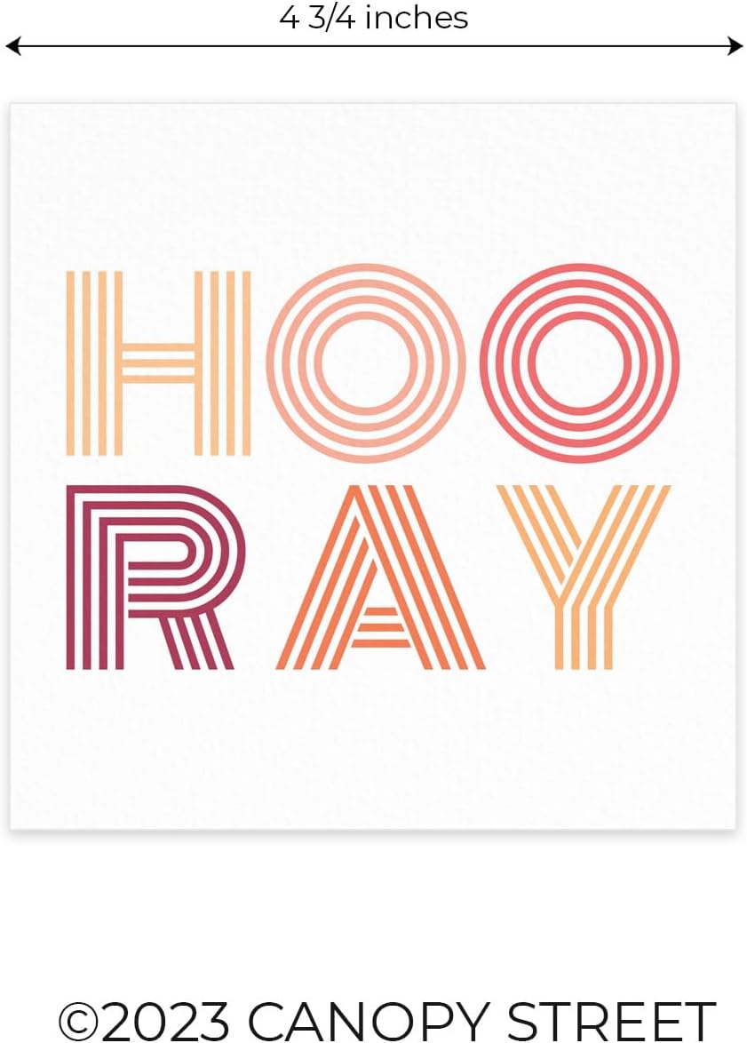 Yay Yippee Hooray Napkins / 48 Congratulatory Cocktail Napkin Set / 4 Stylish All Occasion Congrats Designs / 4 3/4" x 4 3/4" Birthday Retirement Graduation Celebration 3 Ply Beverage Napkin