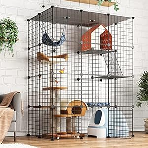 Eiiel-Large-Cat-Cage-Enclosure-Indoor-DIY-Cat-Playpen-Detachable-Metal-Wire-Kennels-Crate-2x3x4-Large-Exercise-Place-Ideal-for-1-3-Cat