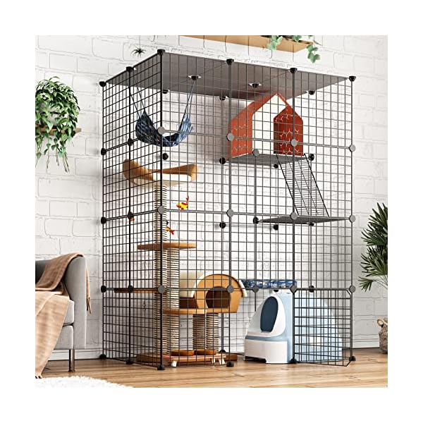 Eiiel-Large-Cat-Cage-Enclosure-Indoor-DIY-Cat-Playpen-Detachable-Metal-Wire-Kennels-Crate-2x3x4-Large-Exercise-Place-Ideal-for-1-3-Cat Eiiel-Large-Cat-Cage-Enclosure-Indoor-DIY-Cat-Playpen-Detachable-Metal-Wire-Kennels-Crate-2x3x4-Large-Exercise-Place-Ideal-for-1-3-Cat