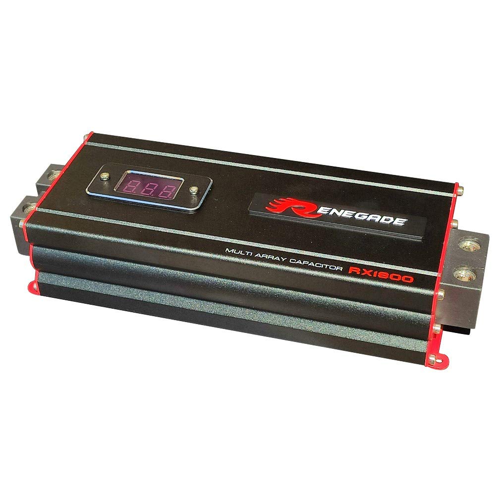 1 RENEGADE RX1800 power cap condensatore car audio 18 farad per impianti fino a 18000 watt rms 1 2 3 4 5 10 capacitor auto spl nero, 1 pezzo
