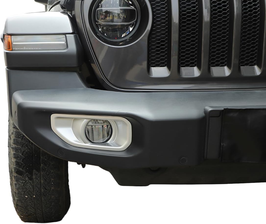 Front Bumper Driving Fog Light Covers Decoration Protector Trim Compatible with Jeep Wrangler JL JLU & Gladiator JT 2018 2019 2020 2021 2022 2023 2024 Exterior Accessories (White)