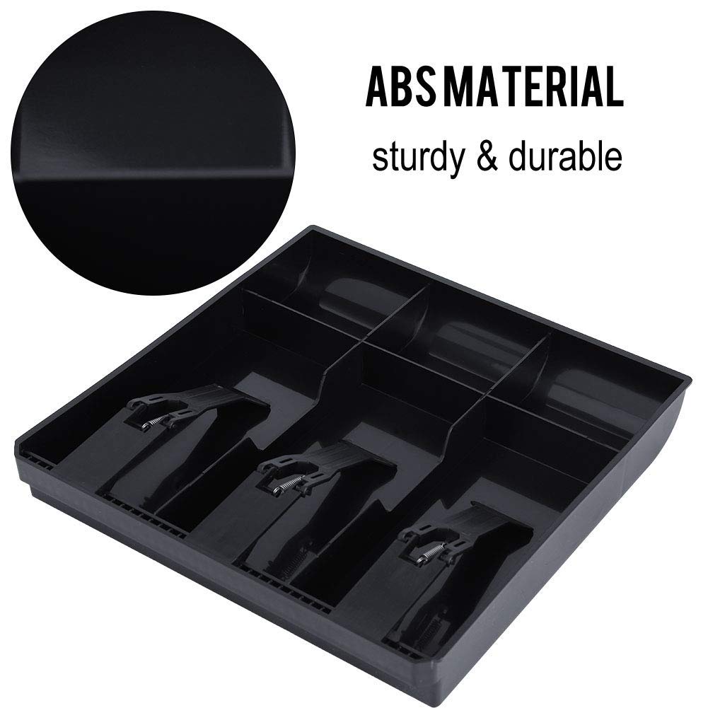 Cassetto Cassa Registratore, Vassoio dell'inserto per Contanti 3 Banconote 3 Monete Scatola Porta Soldi con Molla Robusta e Design a Forma di (Nero)