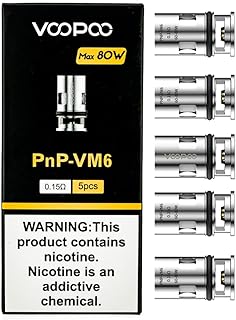 Voopoo PNP Coils - Pack of 5 [VM6, 0.15ohm] for for Drag X Kit, Drag S Kit, Argus Kit, Argus Pro Kit, PnP POD Tank No Nicotine