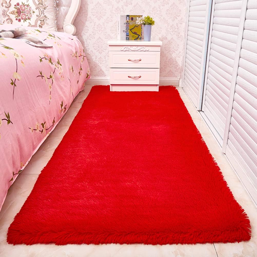 MM-CDZ Anti-slip Shaggy Rug,furry Area Rug,high Pile Fluffy Rug,runner Carpet Rug Pad,soft Floor Mat,velvet Rugs,for Living Room Red 80 * 200cm(short Velvet)