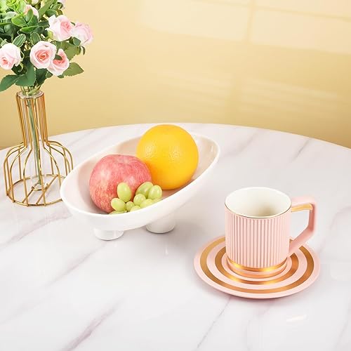 Miniatura 4 de Koythin Frutero de cerámica de tres patas, cuenco decorativo para decoración de mesa de encimera de cocina, cuencos grandes ovalados de 10 pulgadas,