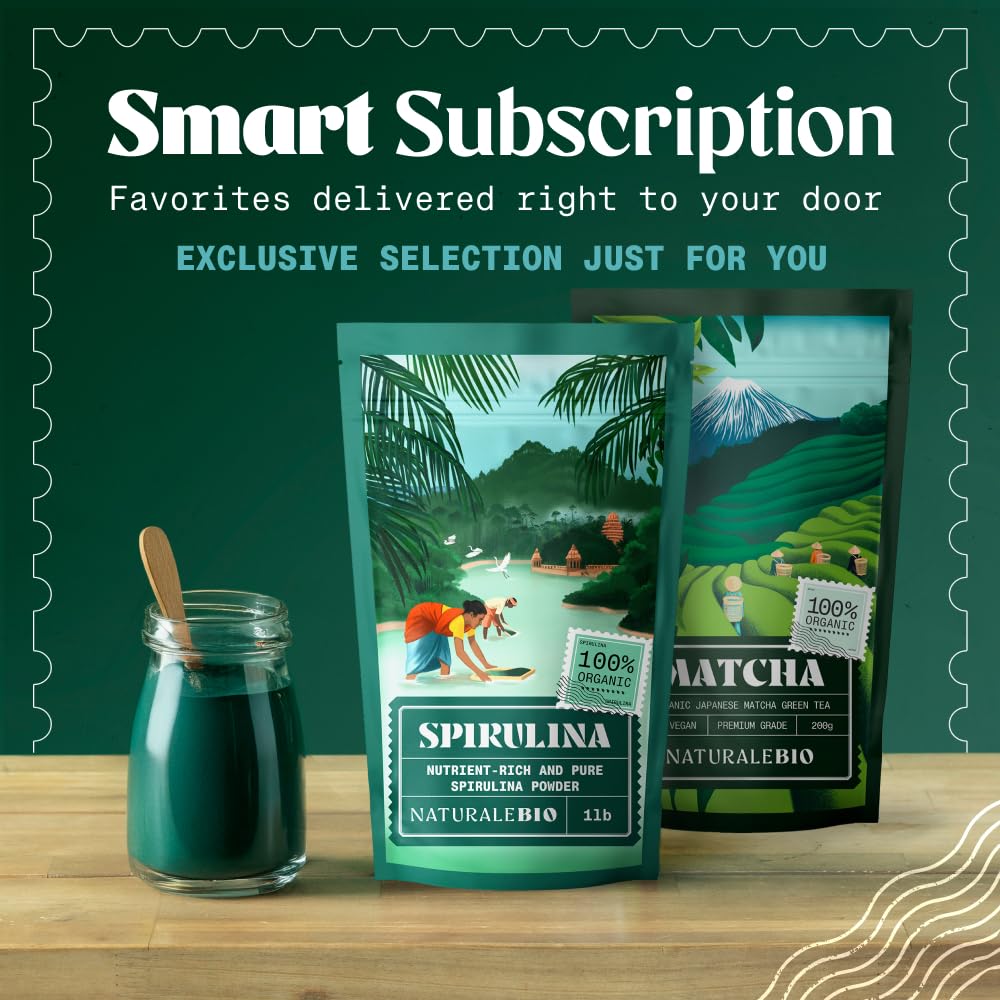 NaturaleBio Spirulina Powder Organic 8 oz. Natural and Raw Spirulina Algae Powder. Vegan and Pure. Cultivated in India in Tamil Nadu. Ideal for Drinks, Smoothies and Recipes. — Amazon image 6