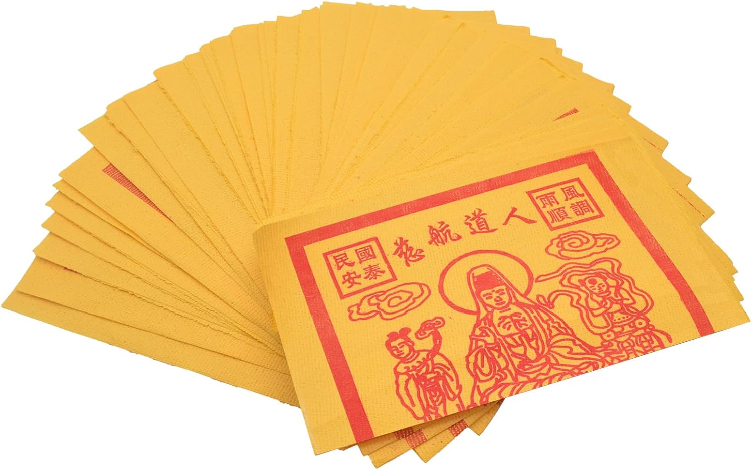 Guanyin Guiding Joss Paper Ancestor Money to Burn Incense, Chinese Yellow Burning Papers Hell Money for Temples to Worship Ancestors/Personal Sacrifices, to Resolve Disasters and Bring Good Luck 49Pcs