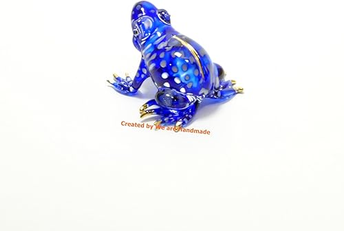 Miniatura 5 de Mini figuras de rana azul de cristal hechas a mano de 2 pulgadas, arte de vidrio soplado, animales en miniaturafiguras coleccionables, ideas