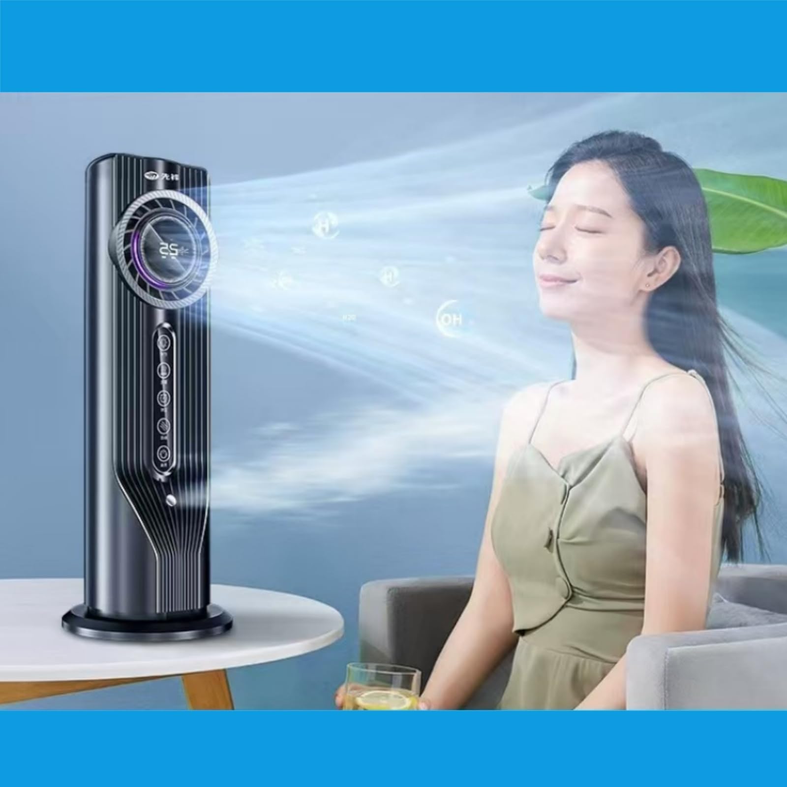Ventilador Torre sin Aspas LED, 6 Velocidades para Escritorio