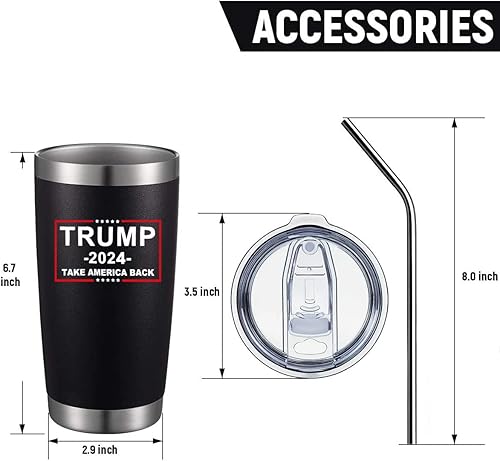 Miniatura 4 de Trump 2024 Take America Back - Vasos aislados de 20 onzas con tapa y popote - Mercancía Trump