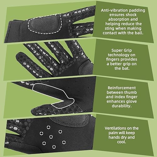 Miniatura 4 de Seibertron B-A-R PRO 20 - Guantes insignia de bateo de béisbolsoftbol con super agarre para adultos y jóvenes