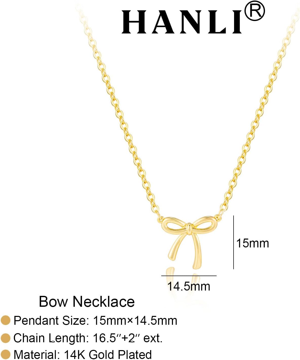 HANLI Gold Necklace for Women - Bow Necklace 14K Gold Plated Dainty Cubic Zirconia Bow Necklace Small Bow Necklace Trendy Necklaces for Women Minimalist Jewelry - Image 4