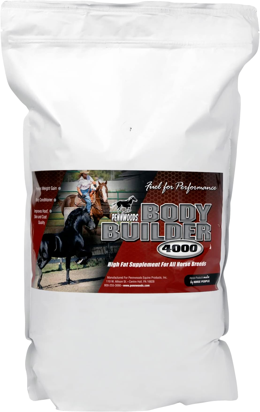 Pennwoods Body Builder 4000 Horse Weight Gain Supplement, High Fat & Energy Weight Builder with Body Conditioning Vitamins, Improves Hoof Quality, Ideal for Hard Keepers, 11 lb Bag