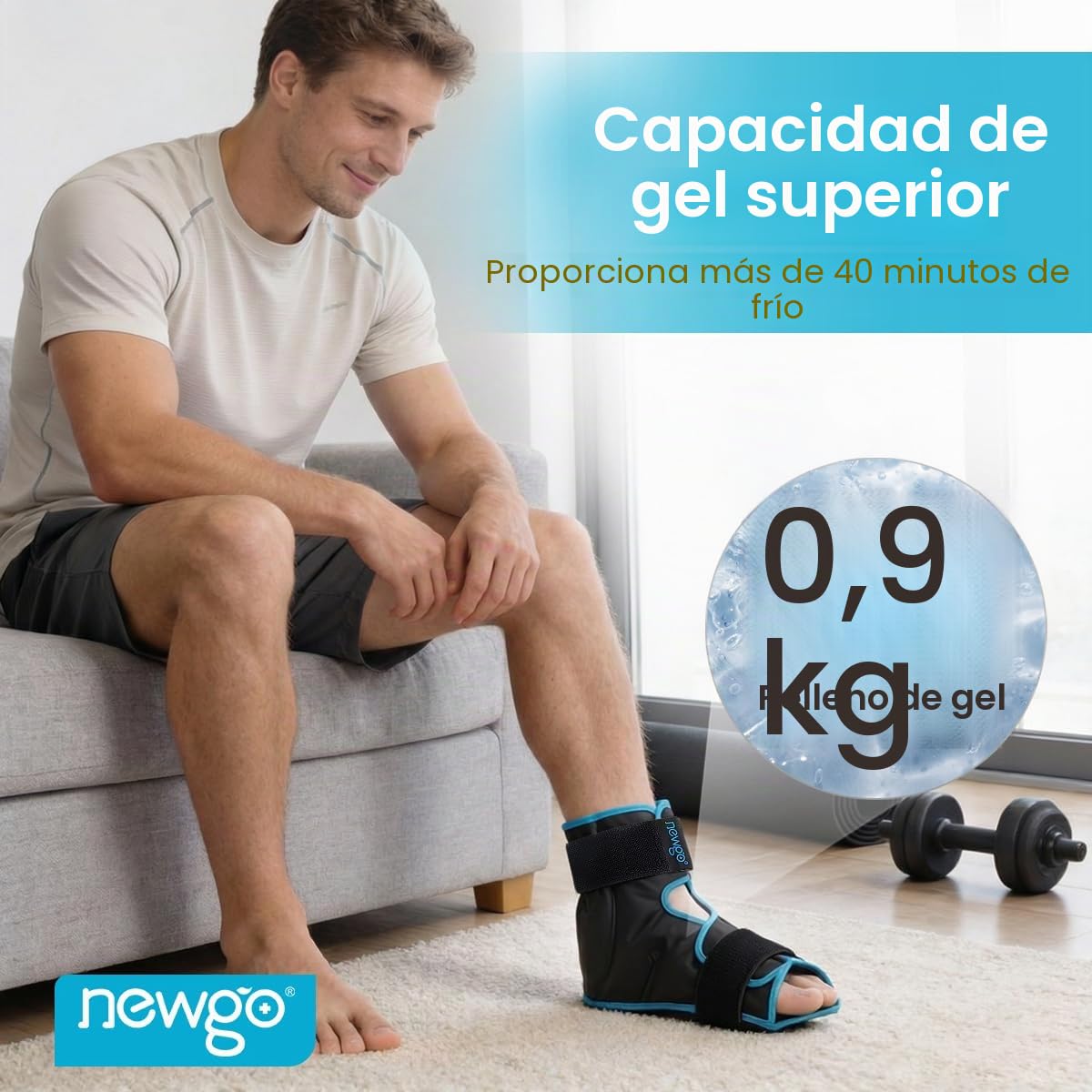 NEWGO Bolsa de hielo de tobillo reutilizable para terapia de frío caliente para aliviar la fascitis plantar, tendinitis de Aquiles, lesiones, dolor de pies, hinchazón, esguince, 1 unidad