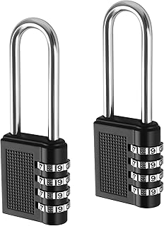 2 Pack Combination Lock, 2.5 Inch Long Shackle 4 Digit Locker Lock Outdoor Weatherproof Combination Padlock for School Gym Locker Fence Toolbox Hasp Gate (Black)