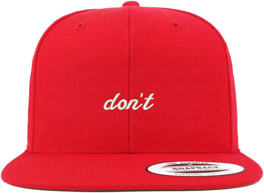Trendy Apparel Shop Don't Embroidered Flat Bill Snapback Baseball Cap