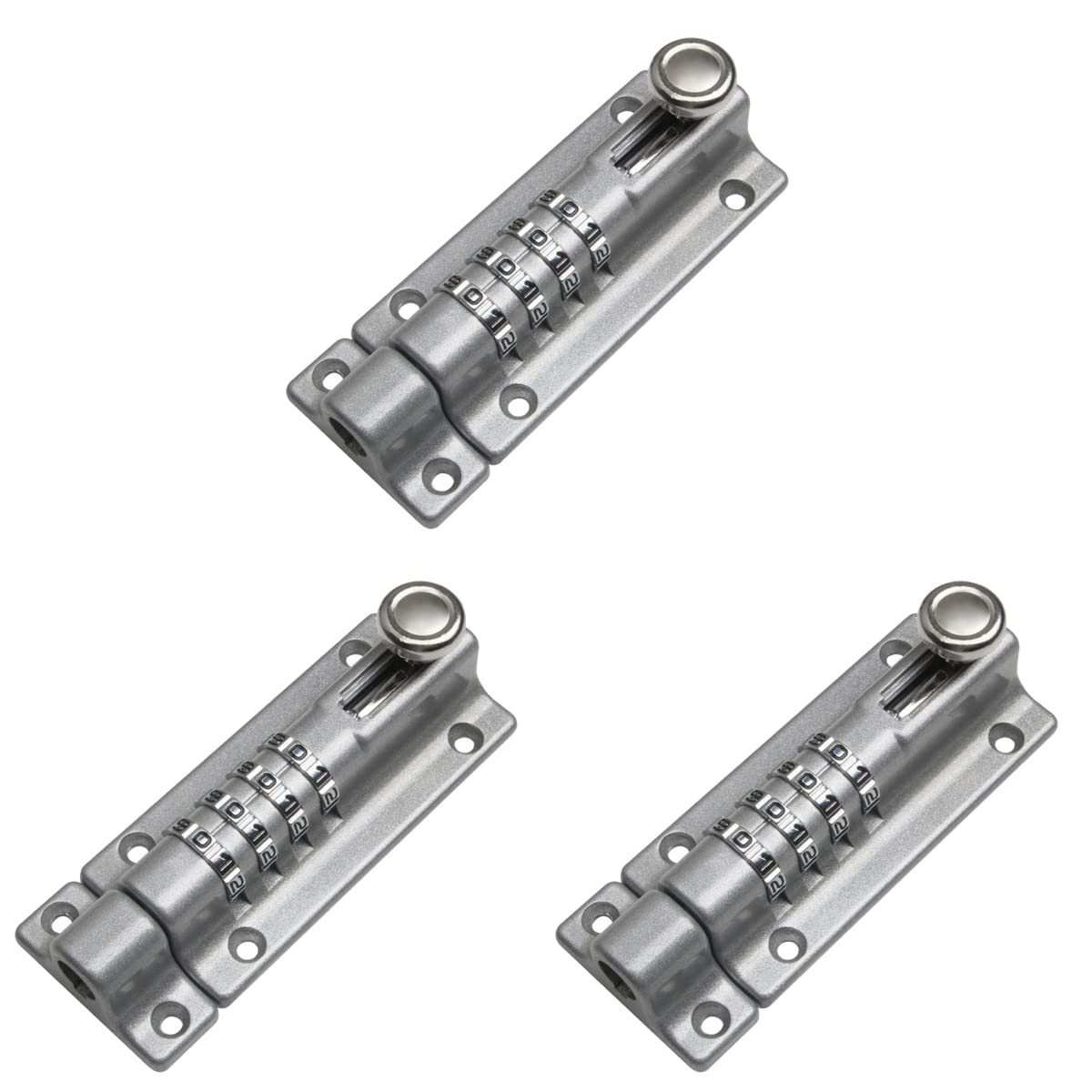 Pestillo de cierre multiusos, cerrojo de candado, 3 piezas Cerradura de contraseña de metal Pestillo de puerta con contraseña Pernos de puerta Pestillo Pernos de seguridad de puerta Perno de puerta de