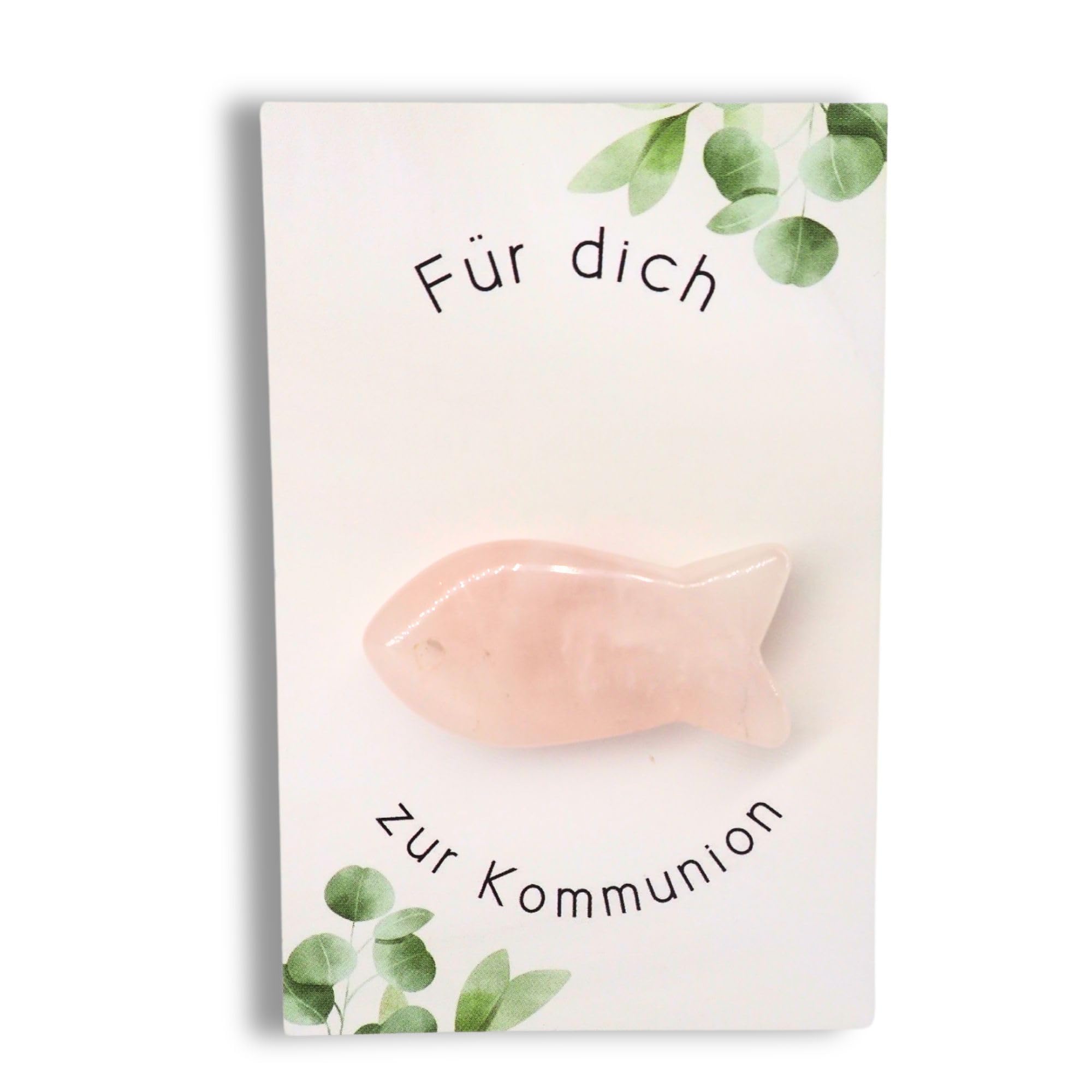 Milaboo® Kommunionsgeschenk – Rosenquarz Edelstein -Fisch 3-4 cm als Glücksbringer zur Kommunion (Kommunion)