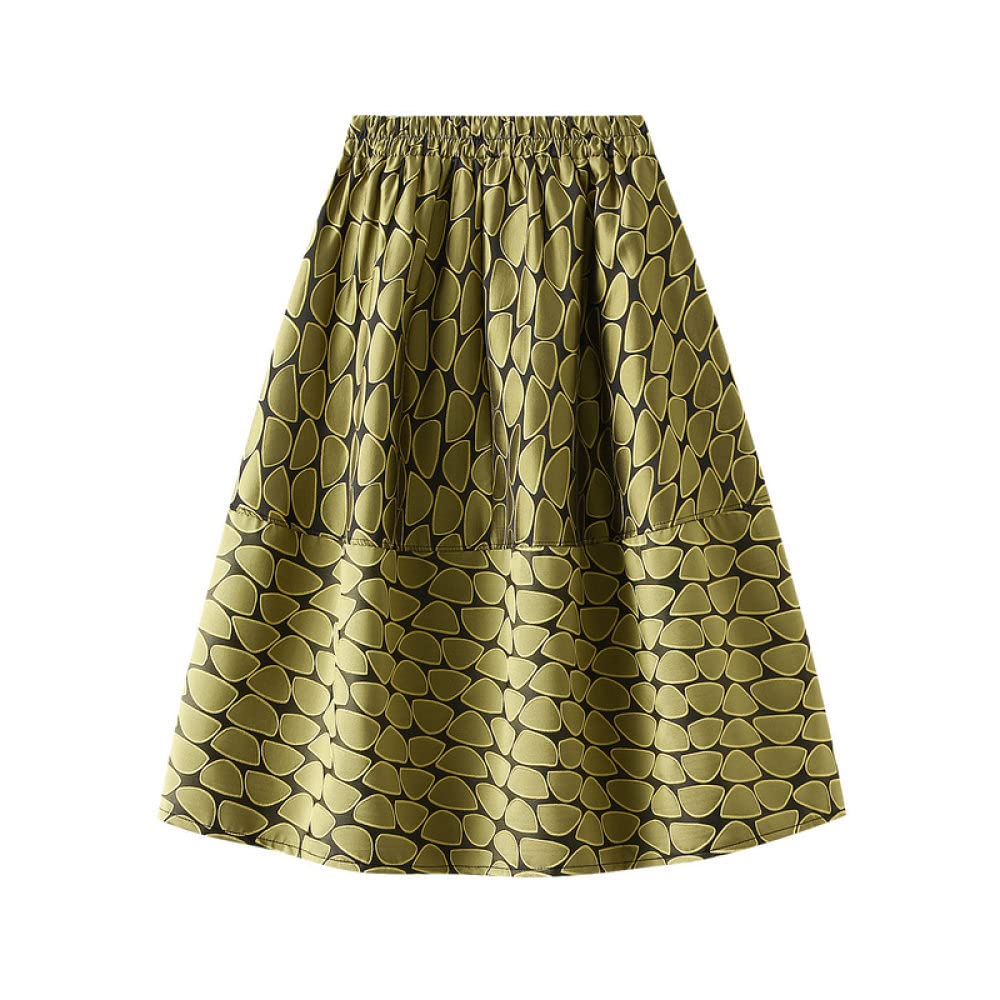 Gonne,Gonna Longuette da Donna Gonna A Ombrello A Pieghe in Jacquard A Vita Alta Gialla Elastica Boho A-Line Altalena Gonne Lunghe al Ginocchio Arricciate per Ragazze Signore,L
