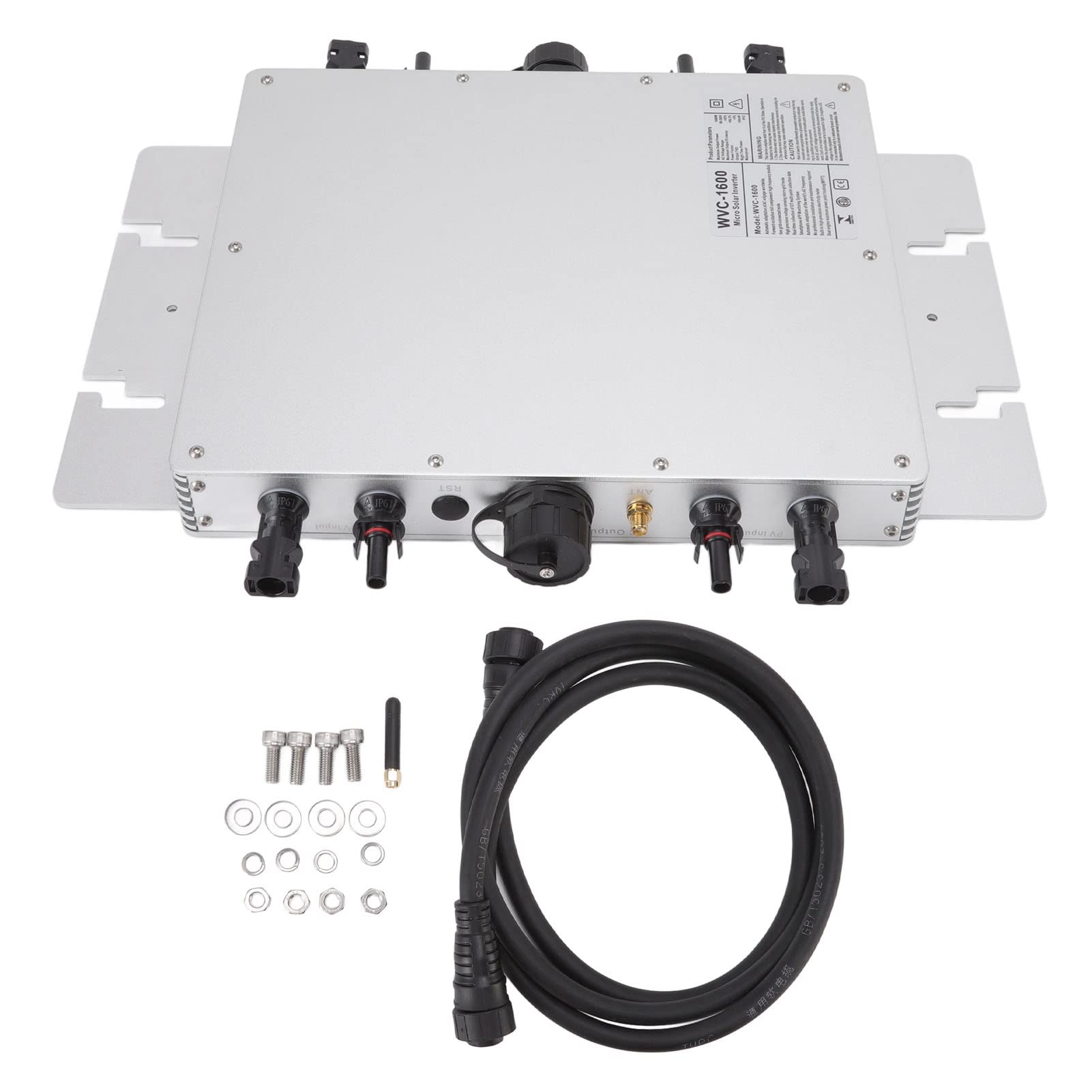 Fdit Solar Grid Tie Mikrofalownik 1600W Dual Voltage 120V 230V IP65 Na | Obudowa z Aluminium, 99,5% Efektywności MPPT, 4 Wejścia MPPT dla 4 Paneli Słonecznych, Monitoring Aplikacji 433 MHz,