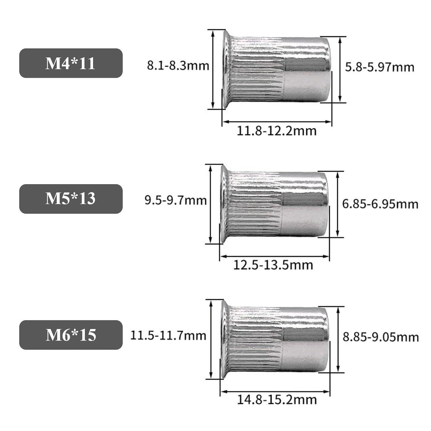 300 pz M4 M5 M6 Testa Svasatrice Rivetto Foro Passante In Acciaio Inox 304 Inserto Filettato Rivet Nuts Zigrinato Nutsert Rivnuts