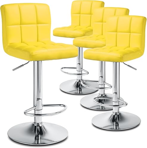 Miniatura 36 de Magshion Juego de 2 taburetes de bar blancos, de piel sintética, con altura de mostrador, sillas de bar tapizadas ajustables giratorias para isla de