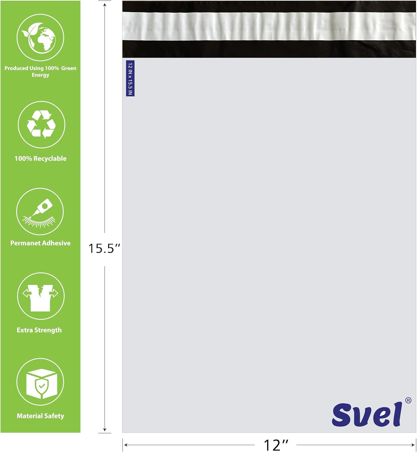Poly Mailers, Poly Bags for Non-Fragile Items, Shipping Bags, Mailing Envelopes with Self Seal Adhesive Strip, Water and Tear-Proof 12x15.5 500, Piece)