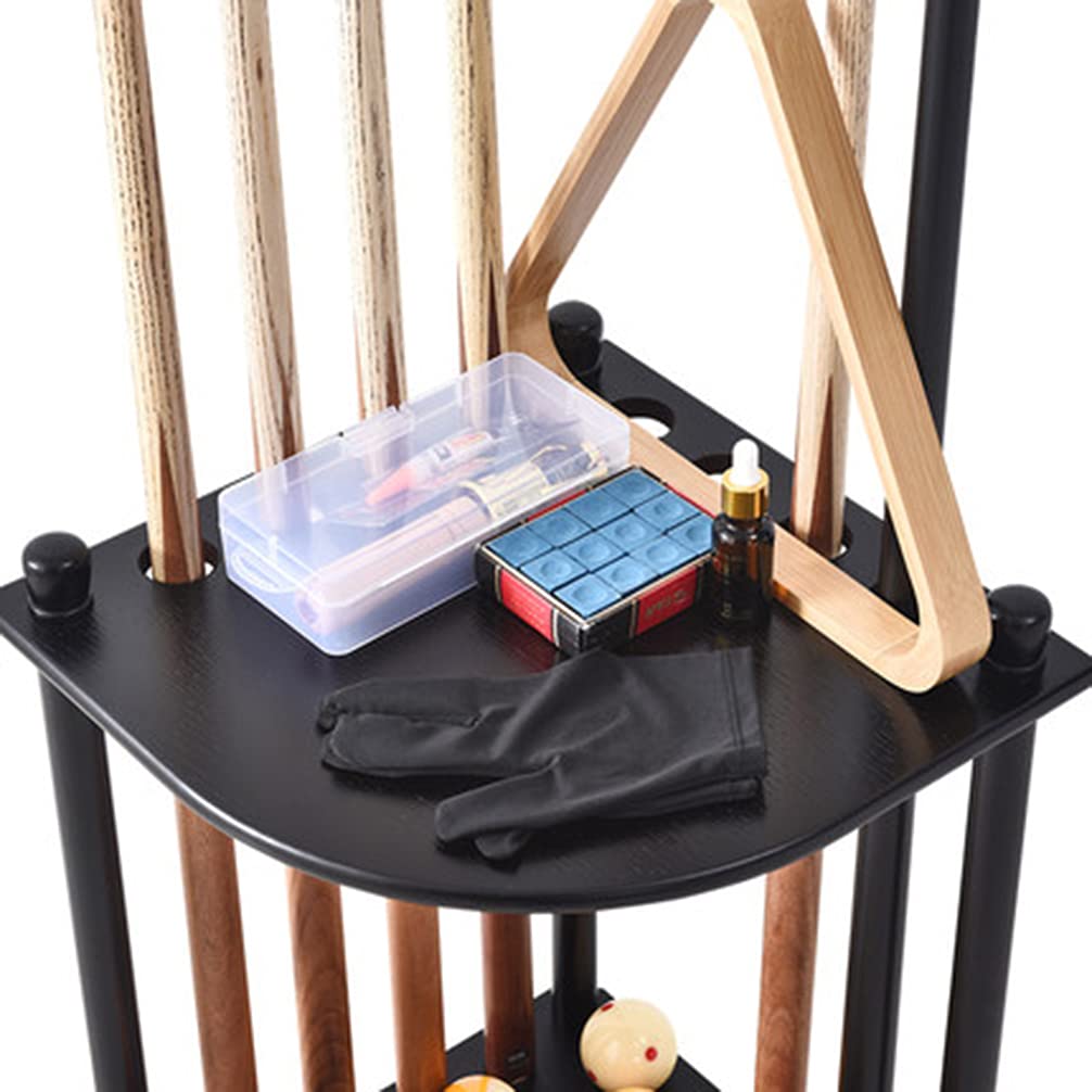 Mirtqj Support De Billard Autoportant – 8 Queues, 36x60cm, Panneau Haute Densité, Blanc/acajou/teck