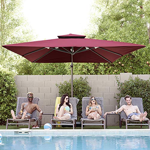 Patiassy 2020 Upgraded 10ft Patio Umbrella Outdoor Square Umbrella Large Cantilever Umbrella Windproof